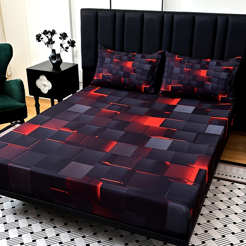 Tech-Red Plaid Fitted Sheet Se - Tech Acc ulasan dan harga